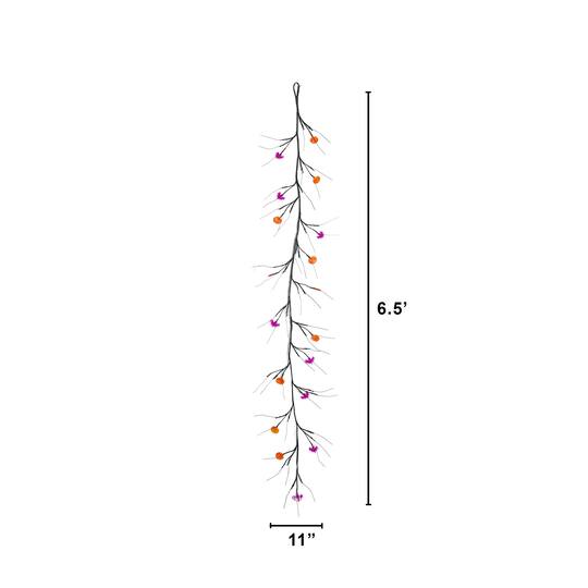 6.5ft. Artificial Halloween Twig Garland with 57 Orange and Purple LED Lights